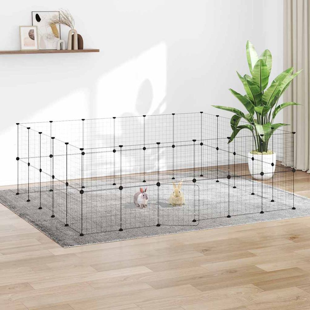 Enclos intérieur 44 panneaux acier modulable avec porte animaux