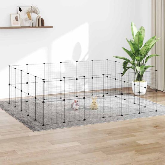 Enclos intérieur 44 panneaux acier modulable avec porte animaux