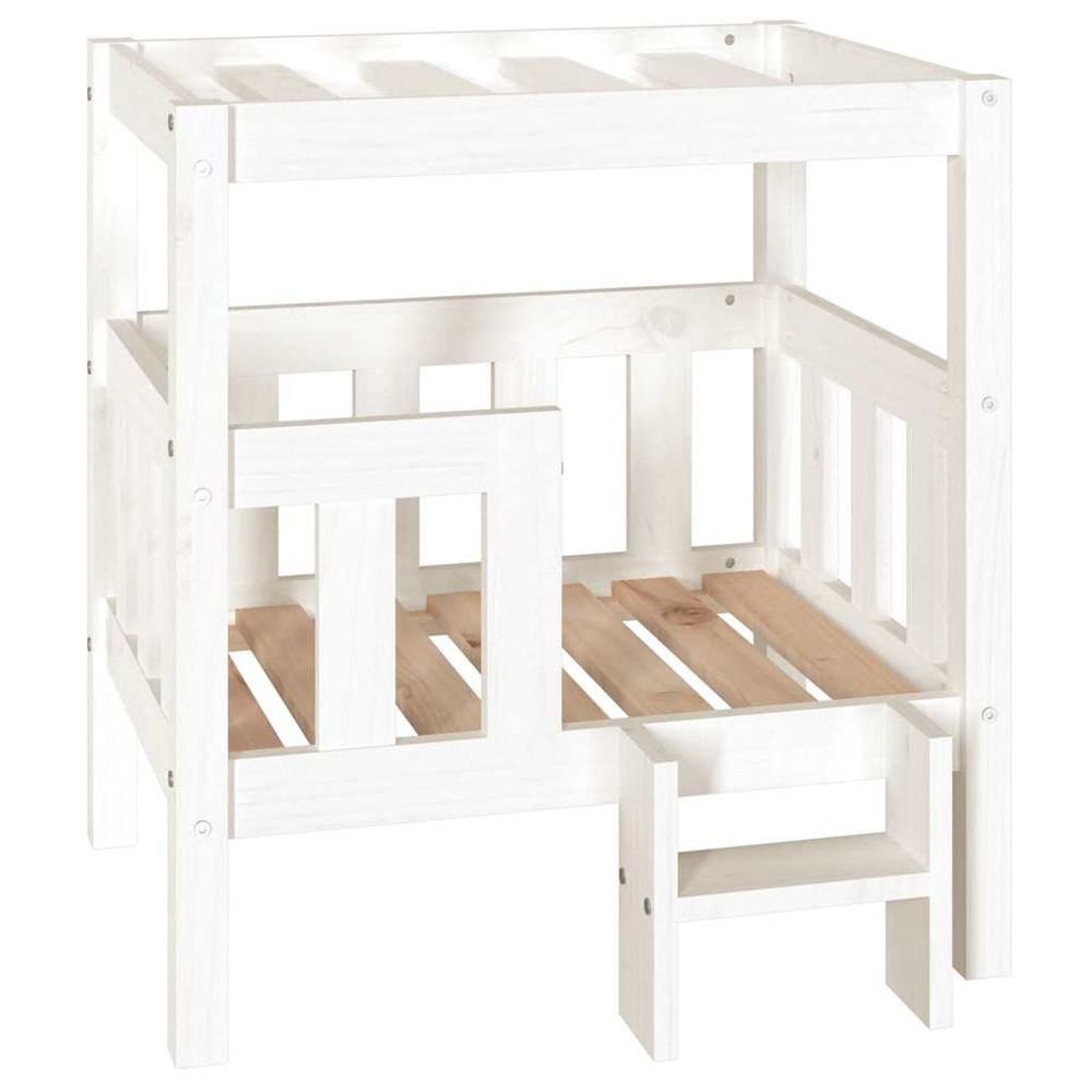Lit pour chien blanc 65,5x50,5x70 cm bois de pin solide