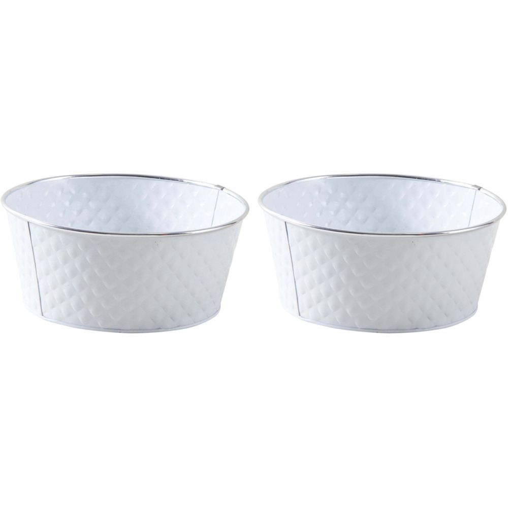 Corbeille ronde en métal laqué blanc (lot de 2)