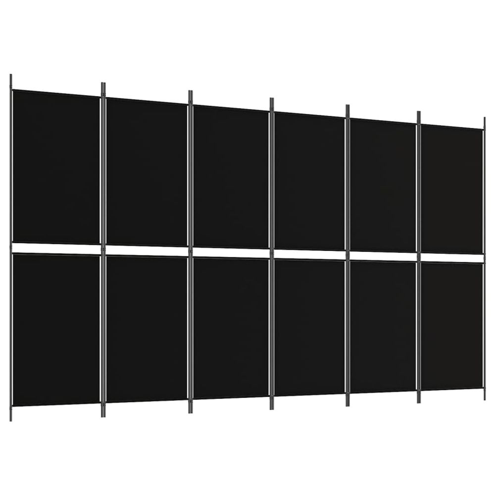 Cloison de séparation 6 panneaux noir 300x180 cm tissu