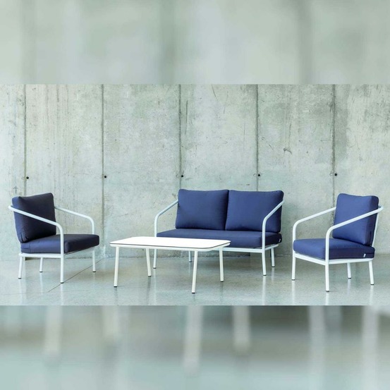 Salon de jardin détente en aluminium blanc 4 places alexis