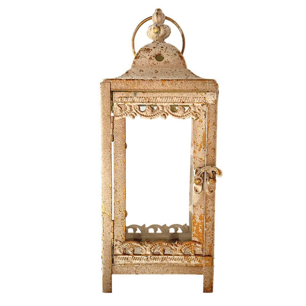 Lanterne jardin doré fer 12x12x31cm