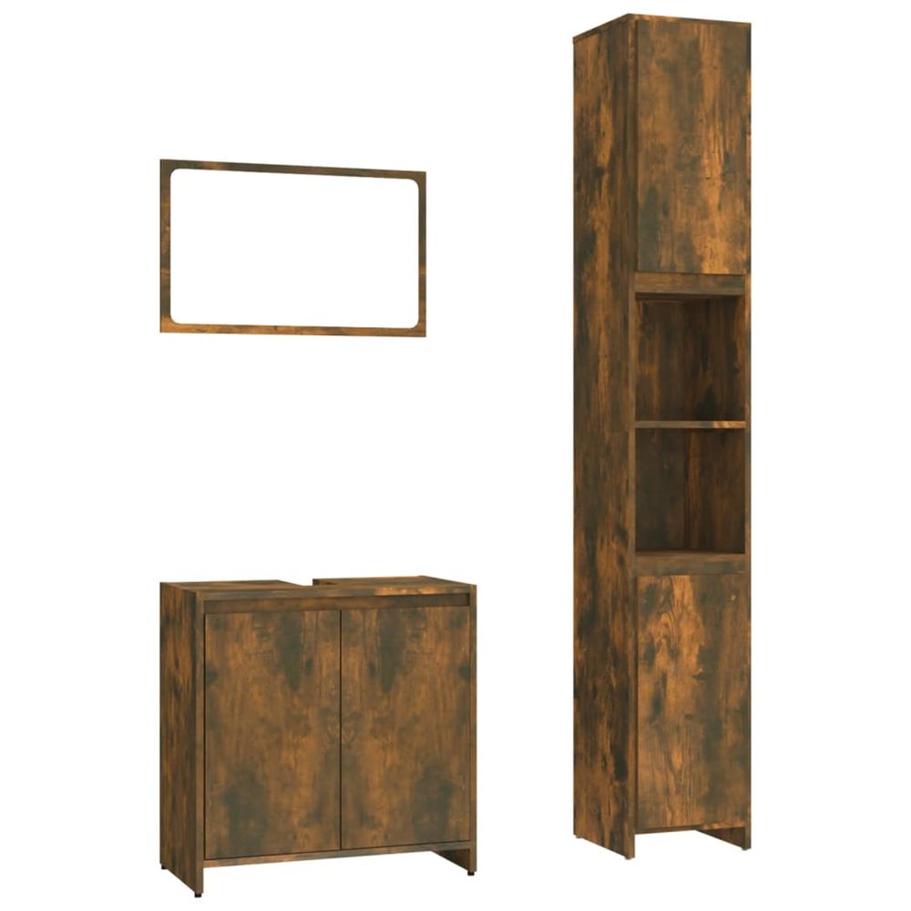 Ensemble de meubles de salle de bain 3 pcs chêne fumé