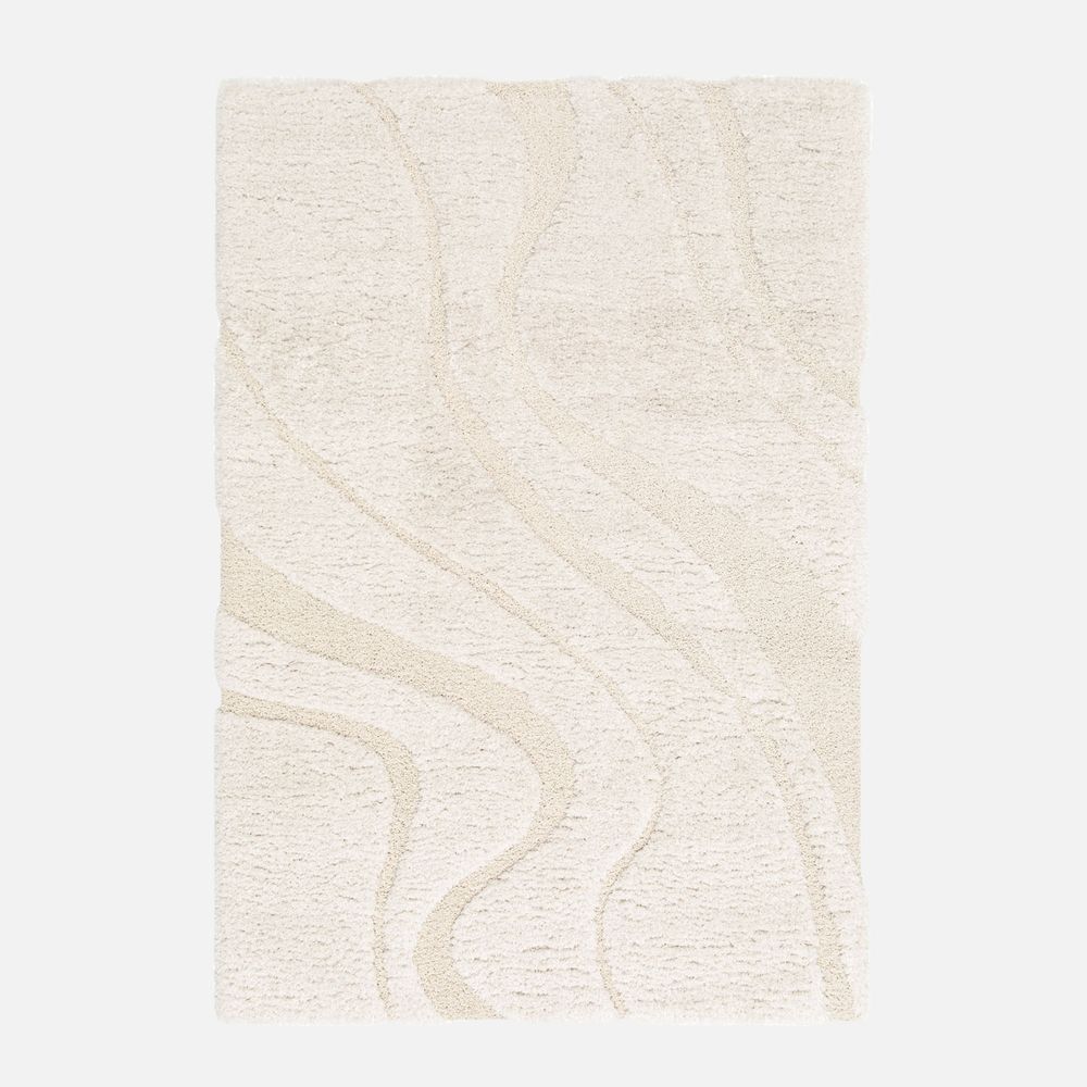 Tapis intérieur shaggy motif avec relief crème amy