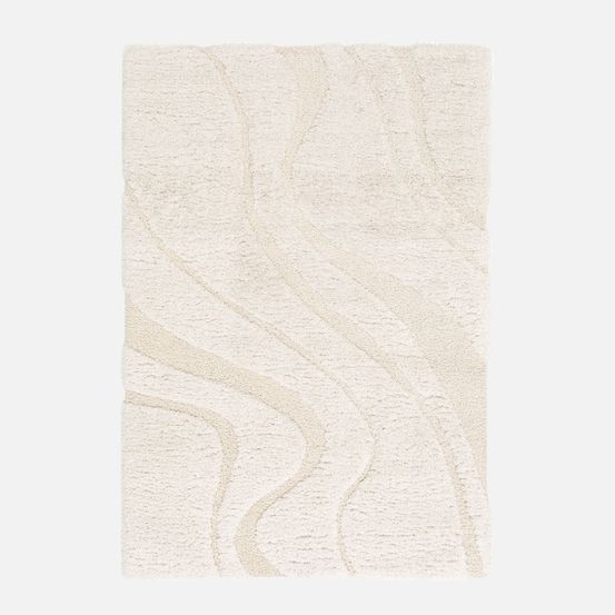 Tapis intérieur shaggy motif avec relief crème amy