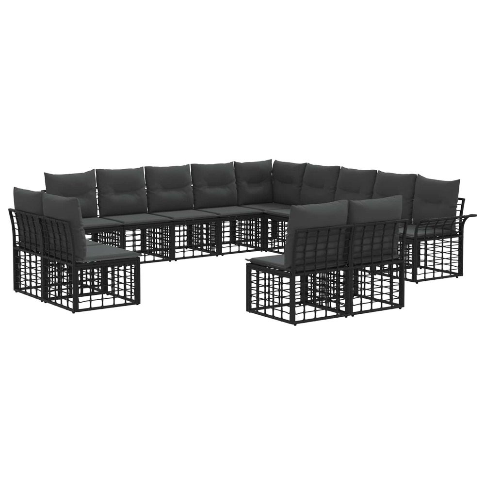 Ensemble de canapés d'extérieur 13 pcs noir et gris foncé