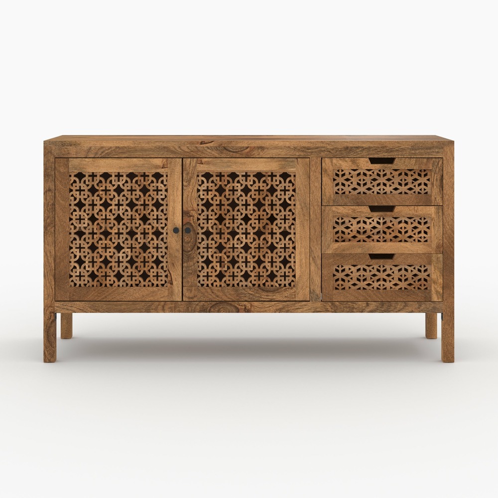 Jaya-buffet ajouré en bois de manguier