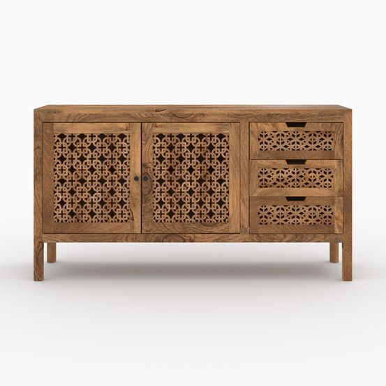 Jaya-buffet ajouré en bois de manguier