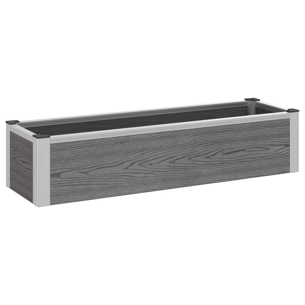 Jardinière surélevée gris 100 x 30 x 22 cm wpc et aluminium