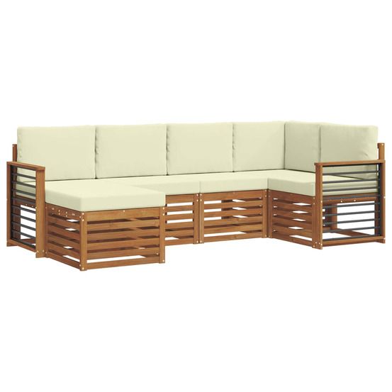 Ensemble de canapés d'extérieur 6 pc naturel et crème polyester