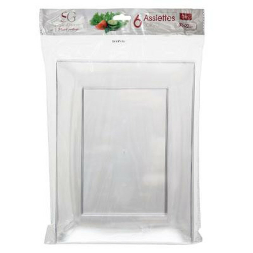 Lot de 6 assiettes plates plastique réutilisable 