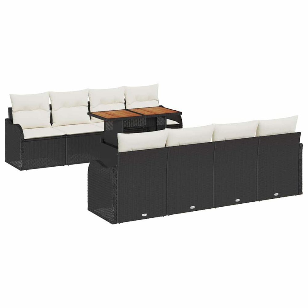 Ensemble de canapé de jardin 9 pc noir poly rotin