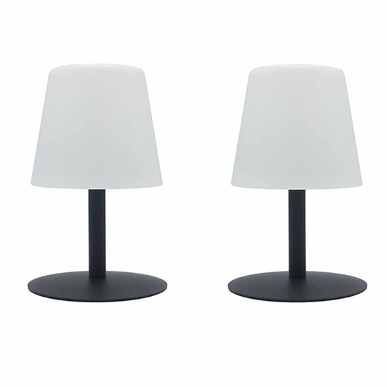 2 lampes de table sans fil standy mini gris h25cm