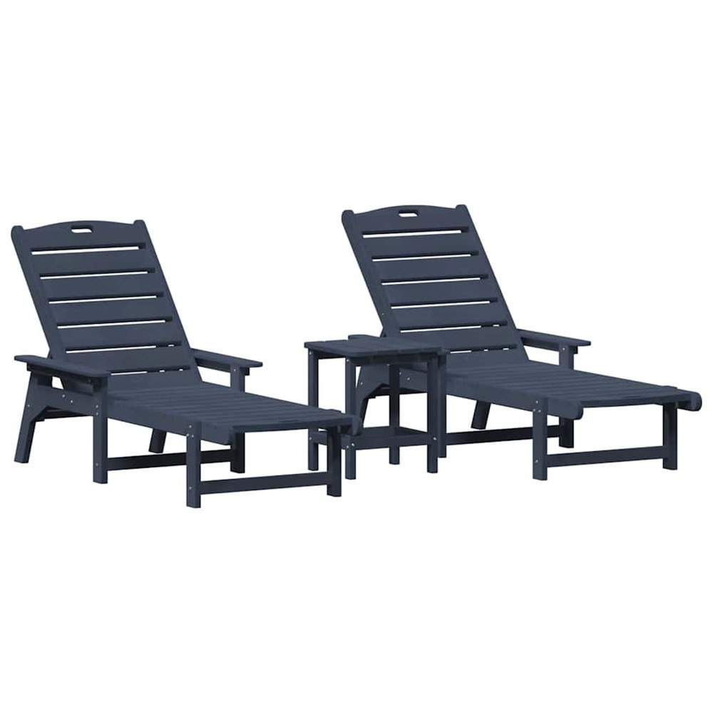 Mobilier de jardin lounge 3 pcs bleu marine 38 x 38 x 46 cm