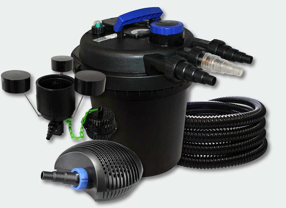 Kit filtration bassin à pression 6000l 11 watts uvc 40 watts pompe tuyau skimmer