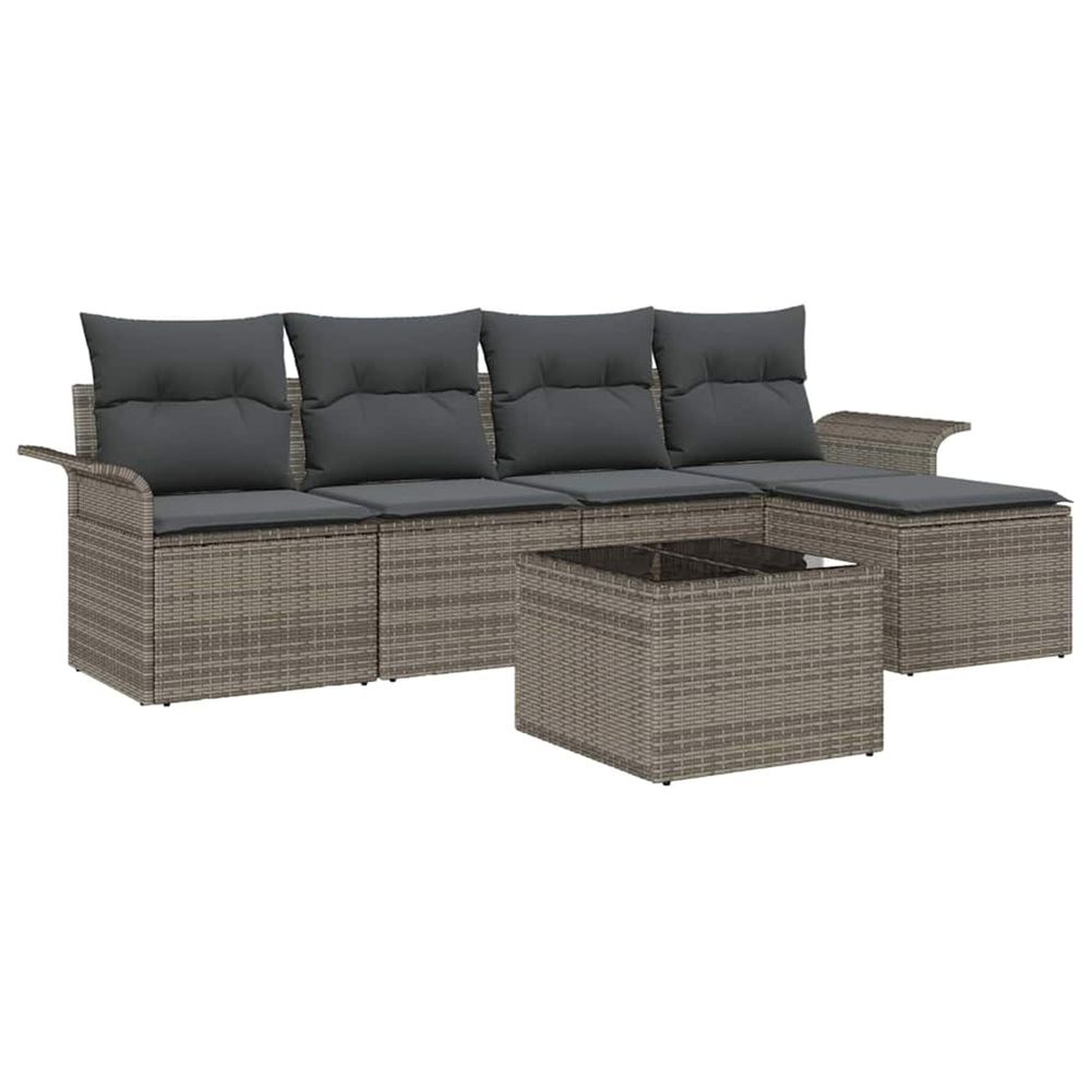 Ensemble de canapé de jardin 6 pc gris polyrotin