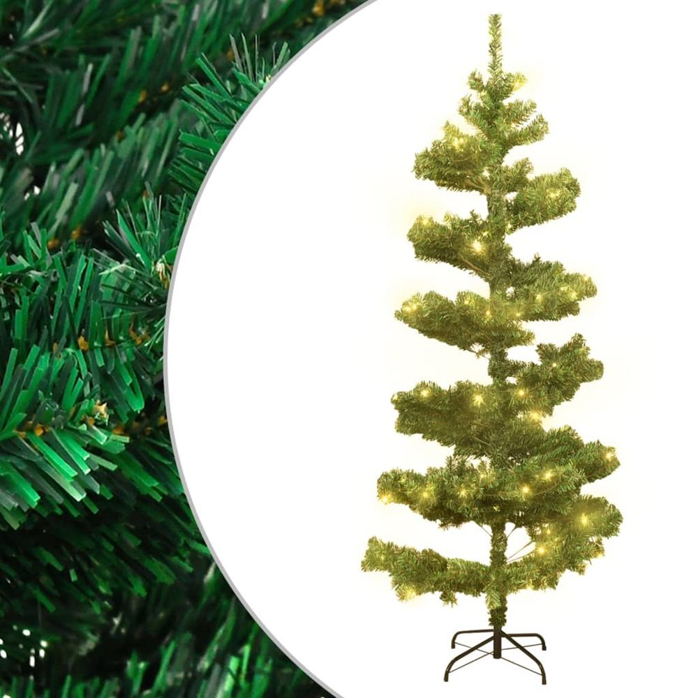 Arbre de noël hélicoïdal pré-éclairé et support vert 180 cm pvc