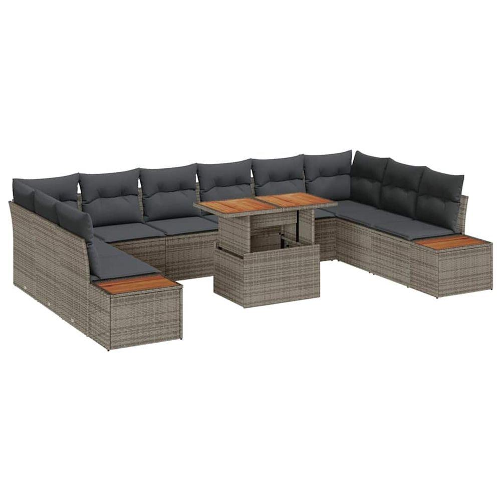 Ensemble de canapé de jardin 11 pc gris poly rotin