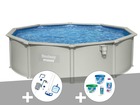 Kit piscine acier ronde  hydrium 4,60 x 1,20 cm + kit de traitement au chlore +