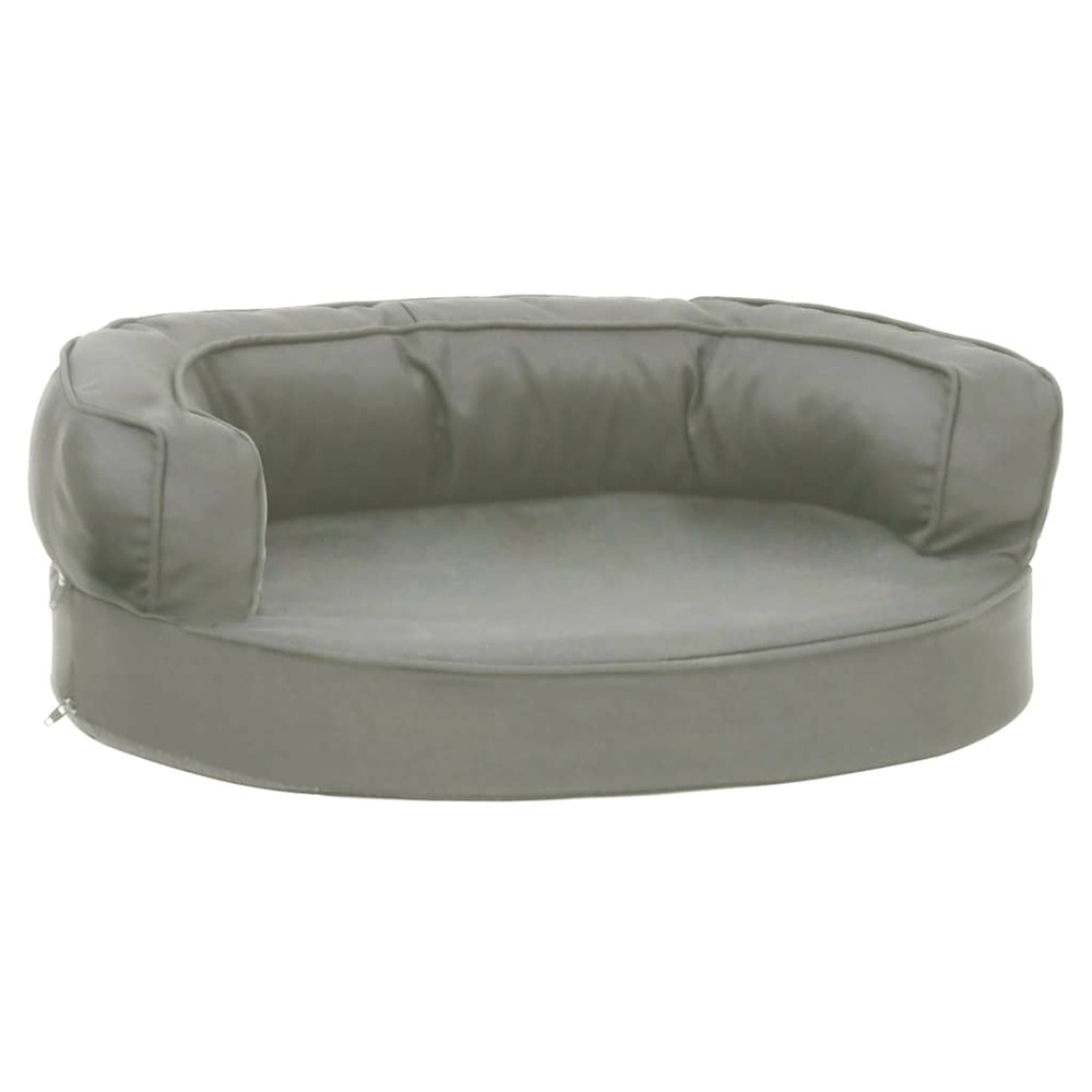 Matelas de lit ergonomique de chien 60x42 cm aspect de lin gris