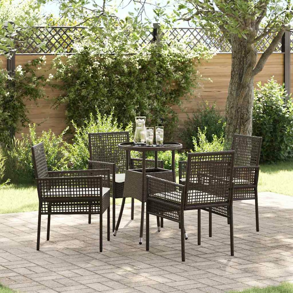 Ensemble de salle à manger pour jardin 5 pcs marron polyrotin