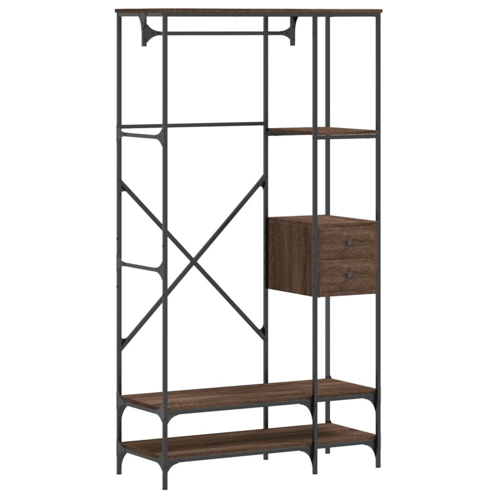 Porte-vêtements avec étagères chêne marron bois d'ingénierie