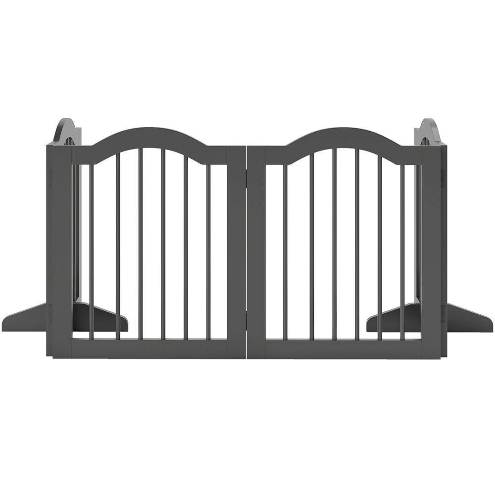 Barrière pour chien bois et mdf 208 x 61 cm noire autoportante pliable 4 panneaux