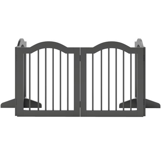 Barrière pour chien bois et mdf 208 x 61 cm noire autoportante pliable 4 panneaux