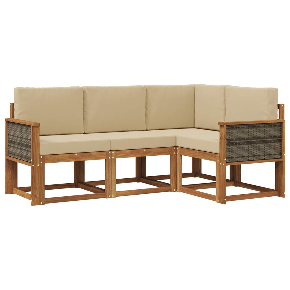 Ensemble de canapés d'extérieur 4 pc naturel et beige polyester