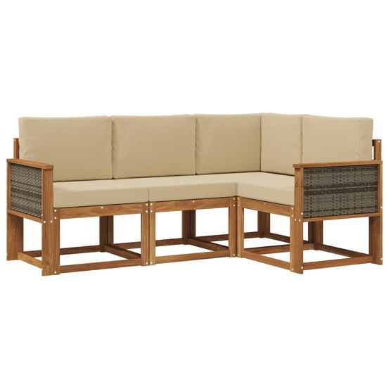 Ensemble de canapés d'extérieur 4 pc naturel et beige polyester