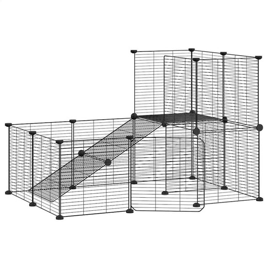 Cage animaux de compagnie à 20 panneaux et porte 35 x 35 cm noir