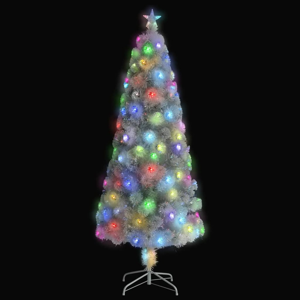 Arbre de noël artificiel pré-éclairé blanc 240 cm fibre optique