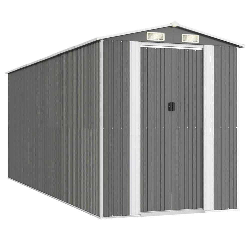 Abri de jardin gris clair 192x523x223 cm métal galvanisé