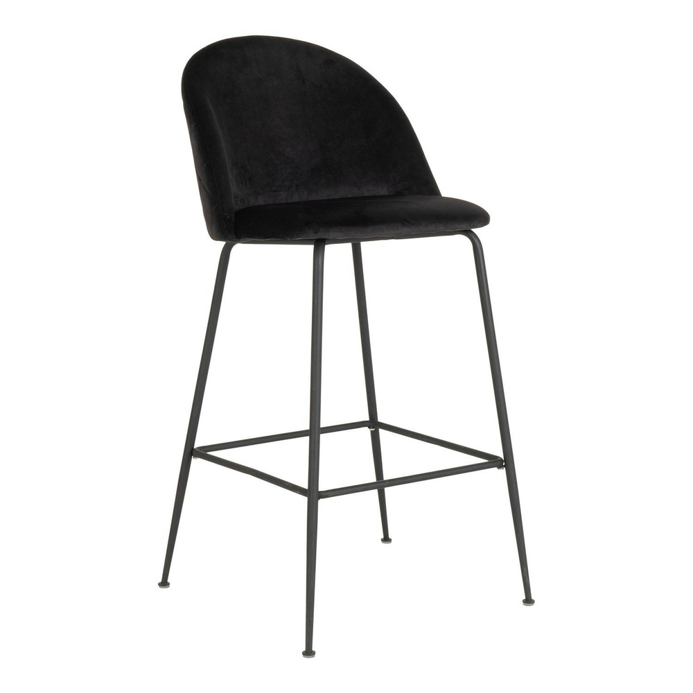 2 chaises de bar en velours noir avec pieds noirs