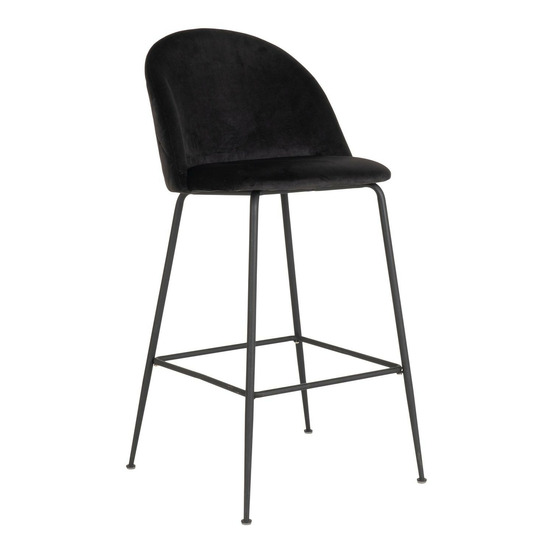 2 chaises de bar en velours noir avec pieds noirs