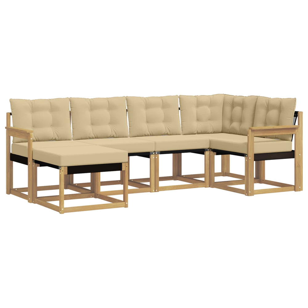 Ensemble de canapés d'extérieur 6 pcs blanc et beige