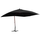 Parasol suspendu avec mât en bois 400x300 cm noir