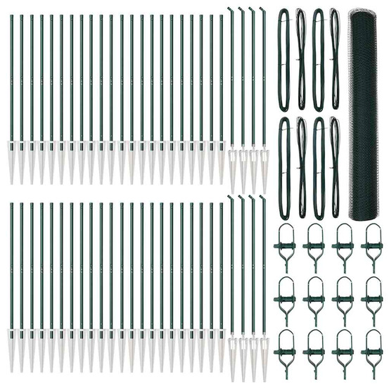 Clôture avec poteaux vert 1.2 x 100 m acier recouvert de pvc