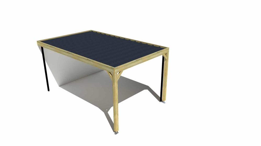 Carport bois • 3m x 5m • adossée • sens profondeur • livraison comprise