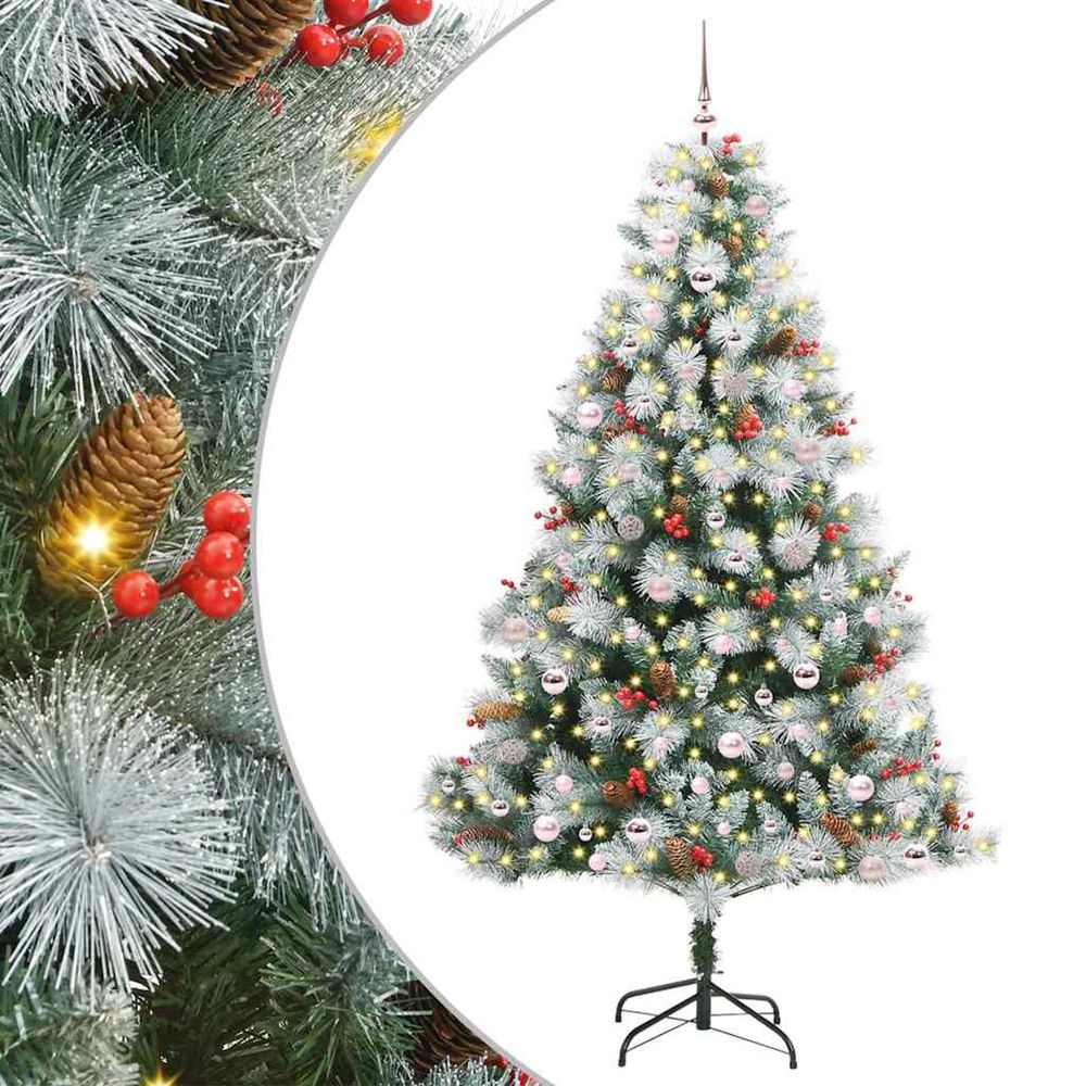 Sapin de noël artificiel vert et blanc 240 cm