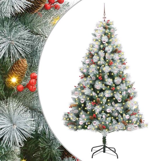 Sapin de noël artificiel vert et blanc 240 cm