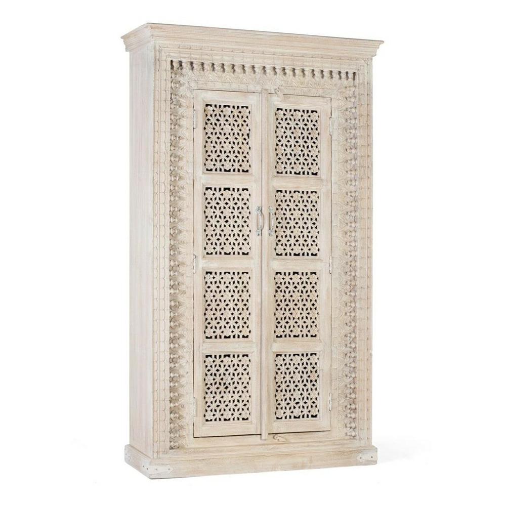 Armoire 2 portes bois blanc - olénie décoration d'autrefois