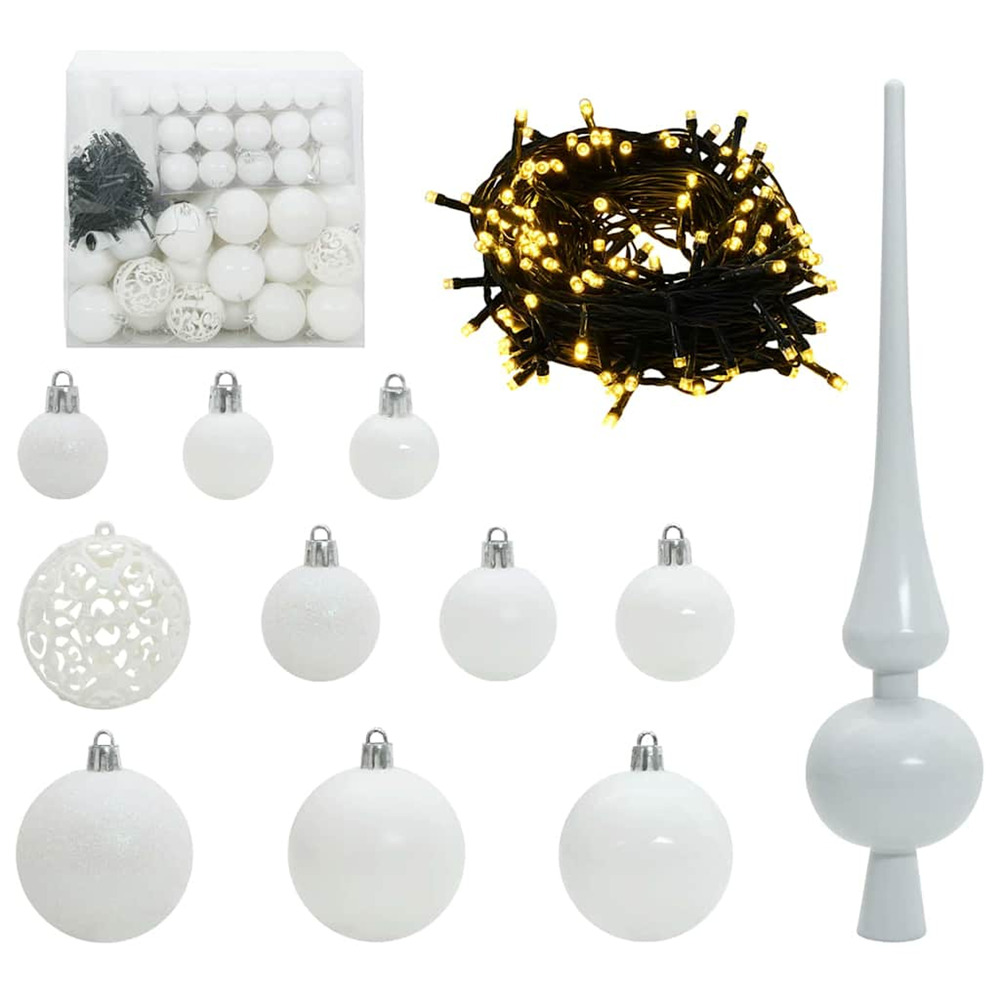 Ensemble de boules de noël avec 300 led 120 pcs blanc plastique