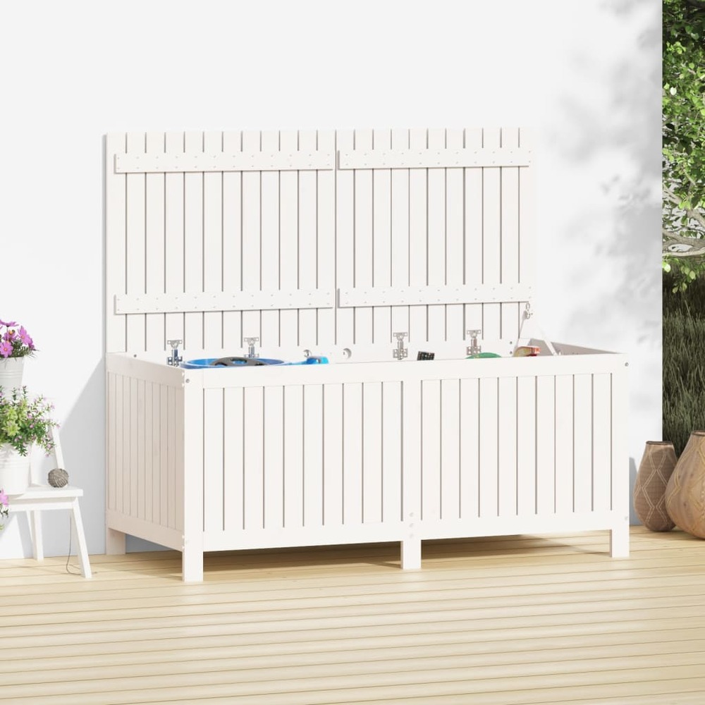 Boîte de rangement de jardin blanc 147x68x64 cm bois de pin