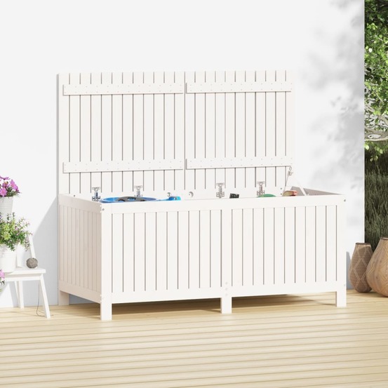 Boîte de rangement de jardin blanc 147x68x64 cm bois de pin