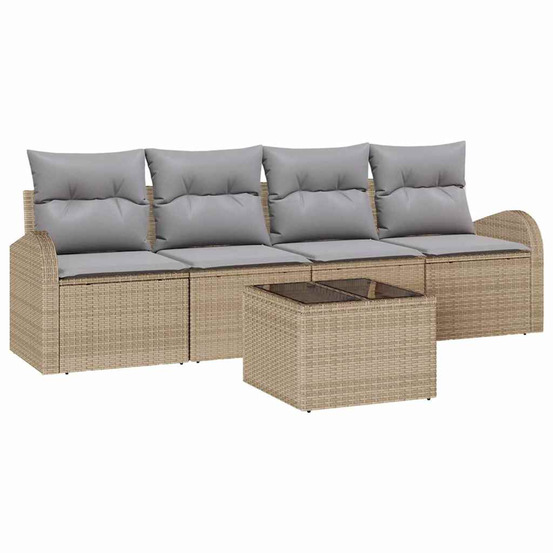 Ensemble de canapé de jardin avec coussin 5 pcs beige et gris