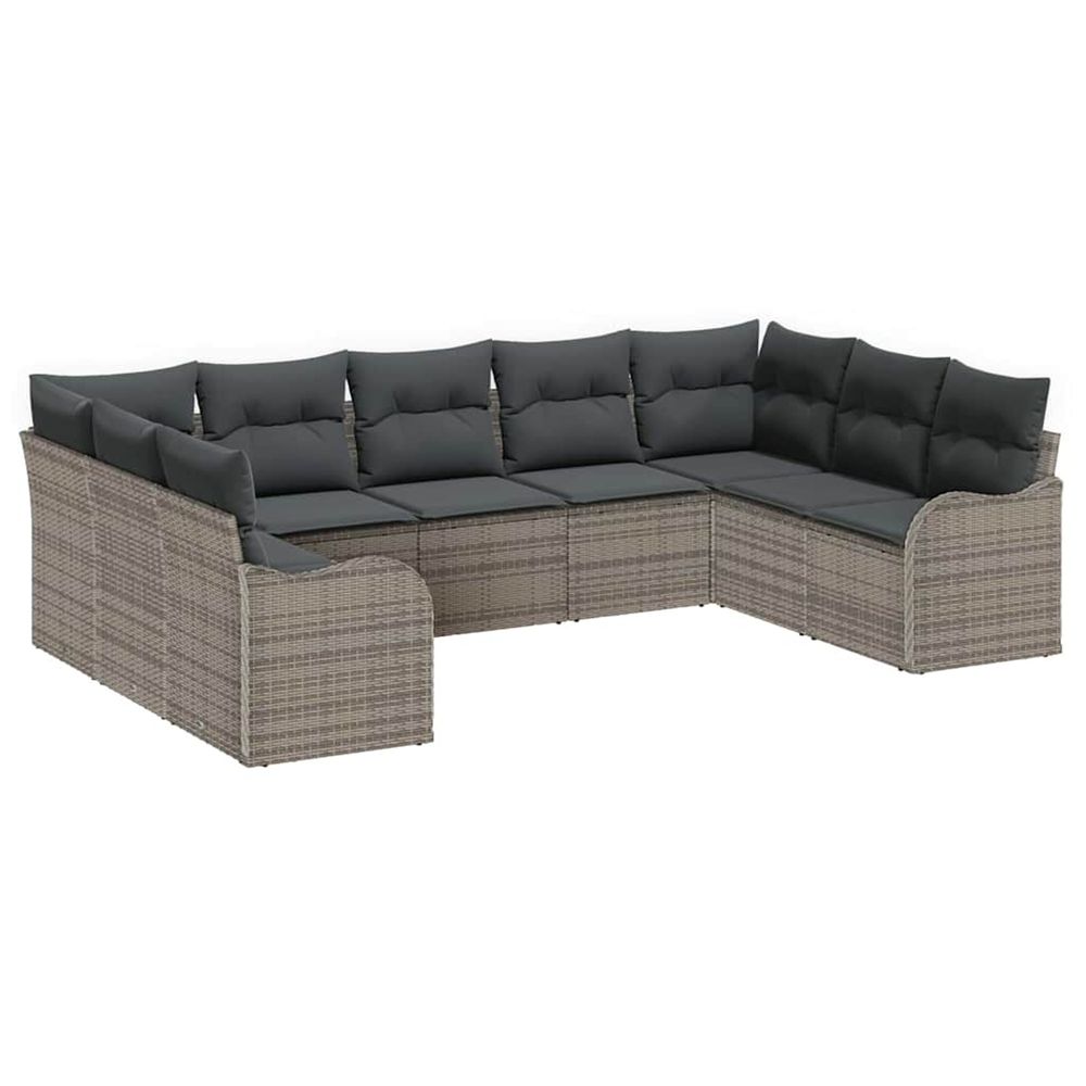Ensemble de canapé de jardin 9 pc gris polyrotin