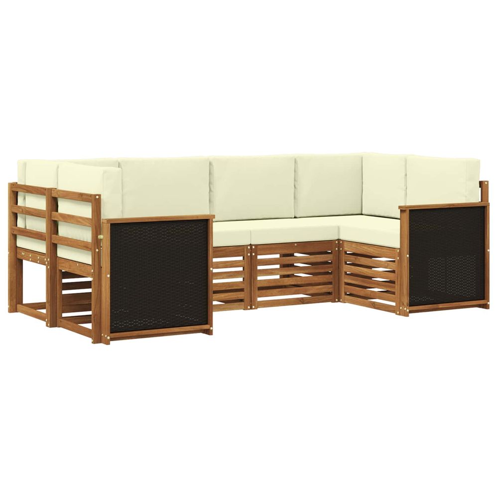 Ensemble de canapés d'extérieur 5 pc naturel et crème