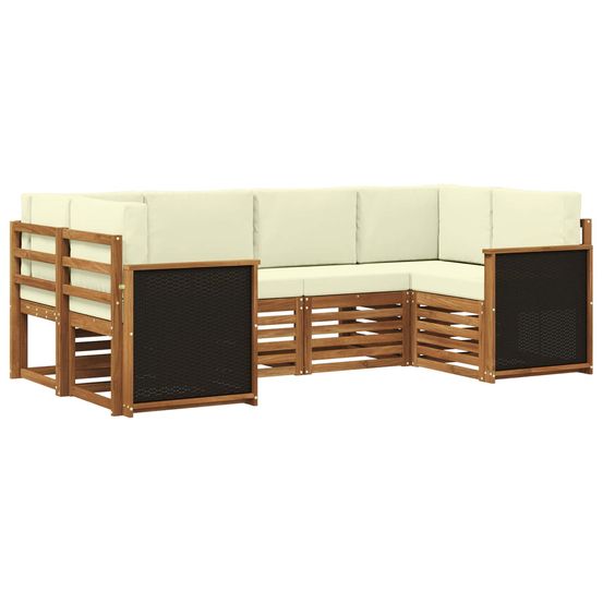 Ensemble de canapés d'extérieur 5 pc naturel et crème